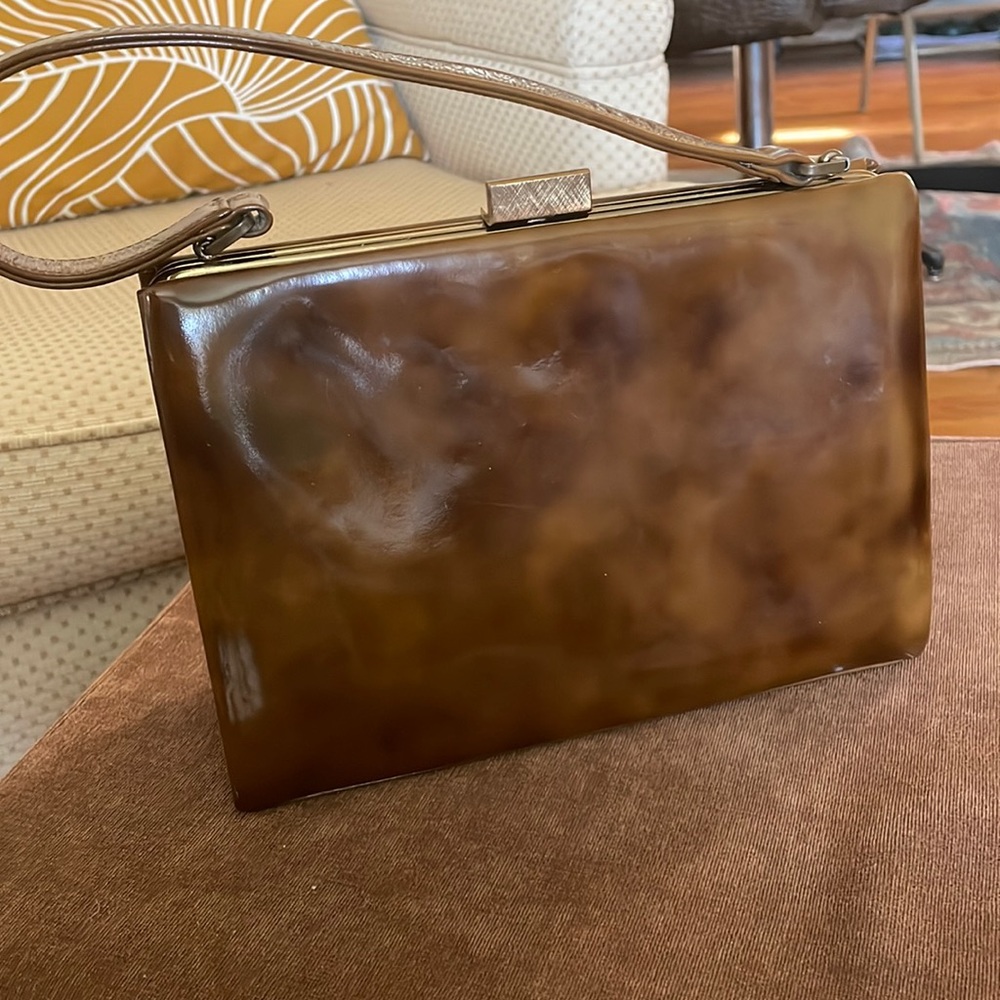Vintage Mam’selle Original New York Patent Leather Purse w/ Mirror